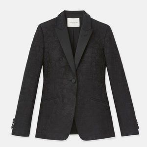 lafayette 148 new york FLORA BLOOM JACQUARD WOOL-SILK SATIN LAPEL BLAZER size 12